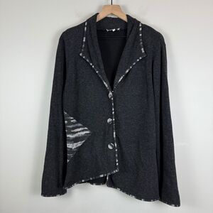 Madison Hill Cardigan Womens Large Black Knit Front Sweater Asymmetric Lagenlook